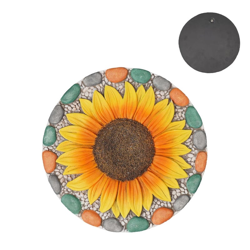 Cynkeyee Decorative Sunflower Garden Stepping Stone - Colorful Pebble Border, Garden Stepping Stones Outdoor Yard Decor 10x10x0.75 Inches - Image 5
